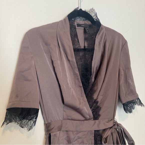 New BCBGMaxAzria 90's Budoir Lace True Wrap Top Mulberry Sexy Lingerie Coquette - Picture 6 of 9